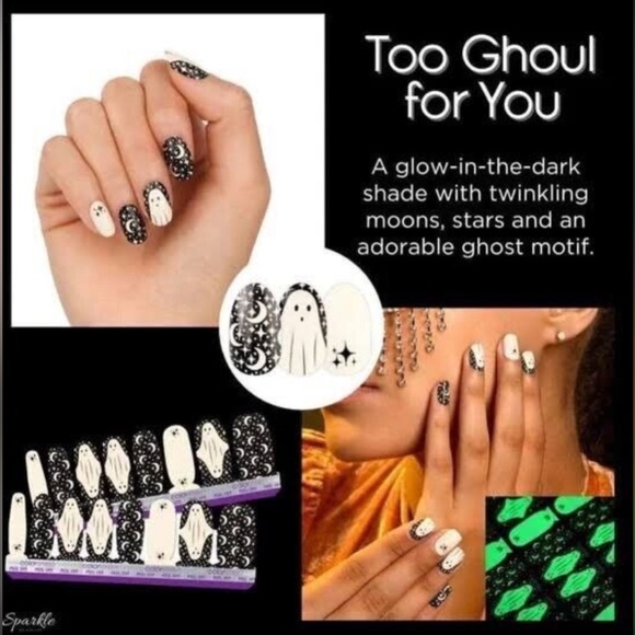 Color Street TOO GHOUL FOR YOU Ghost Glow In The Dark Halloween Moon Stars - Picture 10 of 10